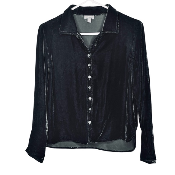 J. Jill Tops - J.Jill Velvet Silk Blend Button Down Long Sleeve Shirt